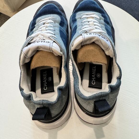Chanel Denim Suede Womens CC Sneakers Blue 39 - Picture 5 of 8